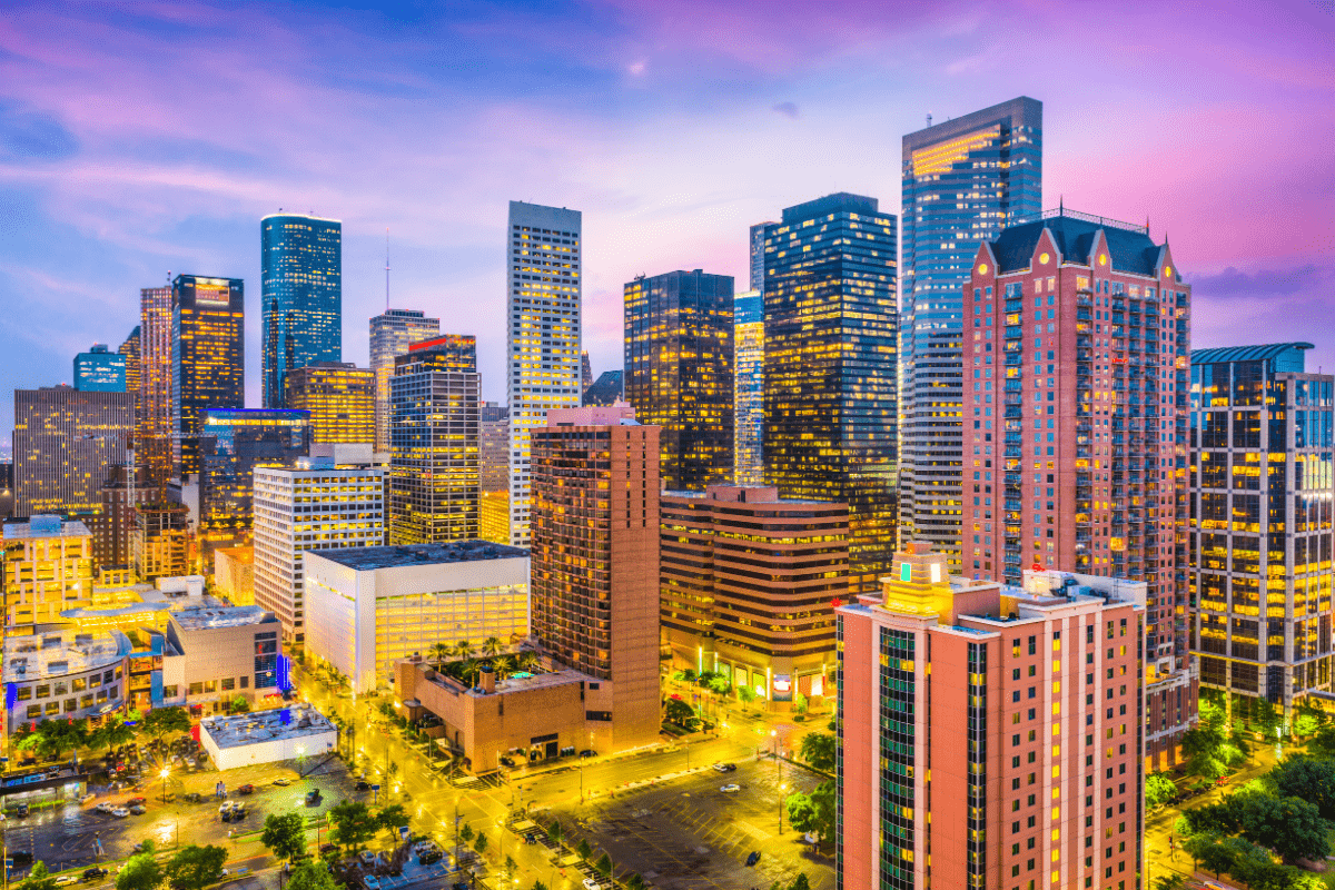 The Houston Skyline - representing NBIT's Cybersecurity & Managed IT services in Houston.